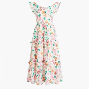 J. Crew Flutter-sleeve ruffle-tiered midi dress XXL